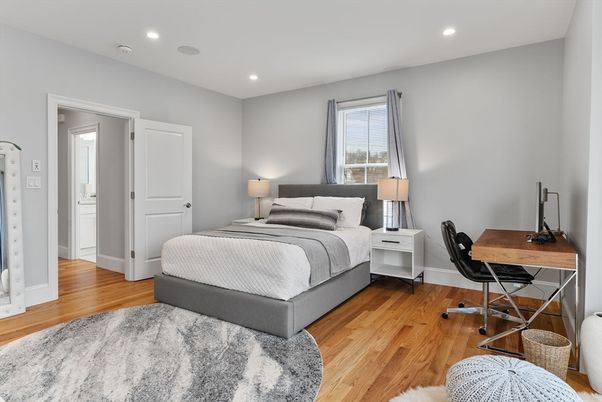 Bedroom, Home Office, Interior, Recessed Lighting, Wood Texture Flooring