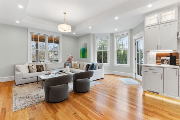 Interior, Living room, Recessed Lighting, Wood Texture Flooring