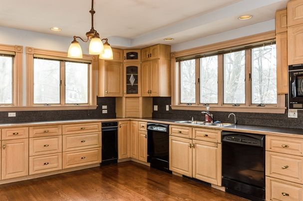 Interior, Kitchen, Pendant Lights, Recessed Lighting, Wood Texture Flooring