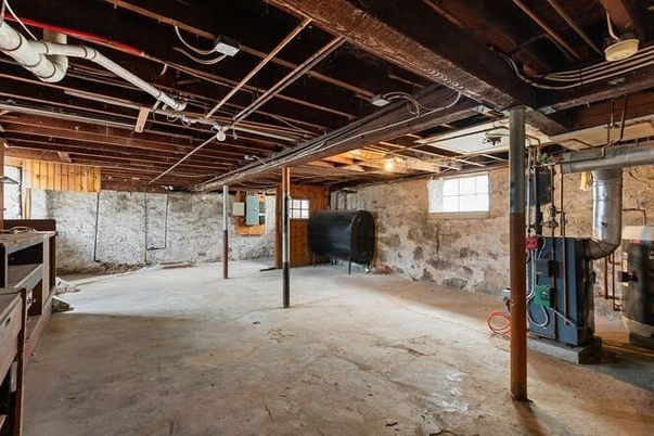 Interior, Stone Walls, Wooden Beams