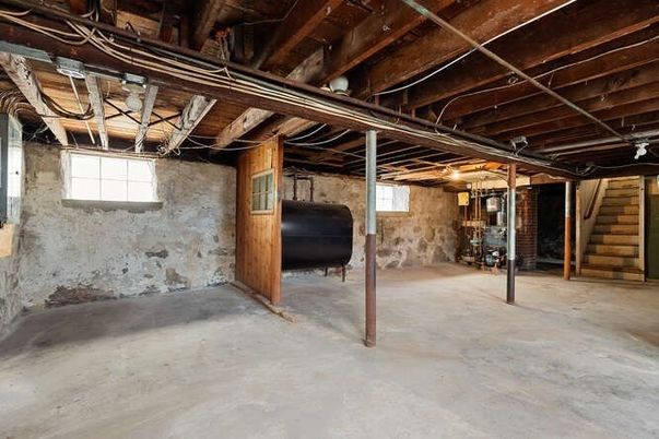 Interior, Stone Walls, Wooden Beams