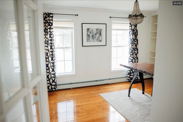 Home Office, Interior, Pendant Lights, Wood Texture Flooring