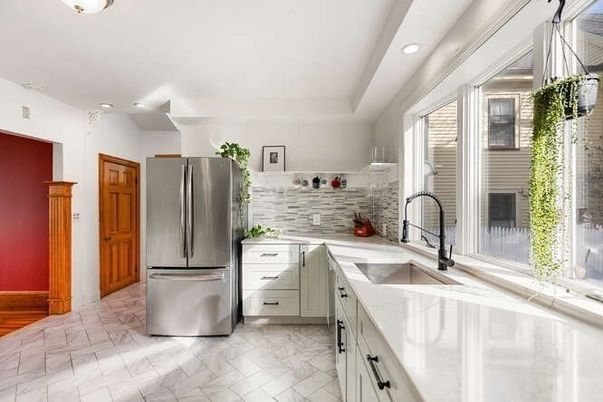 Interior, Kitchen, Marble, Recessed Lighting, Stainless Steel Appliances