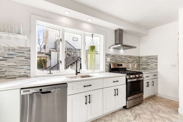 Interior, Kitchen, Marble, Recessed Lighting, Stainless Steel Appliances