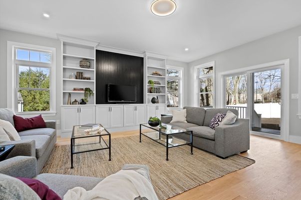 Interior, Living room, Recessed Lighting, Wood Texture Flooring