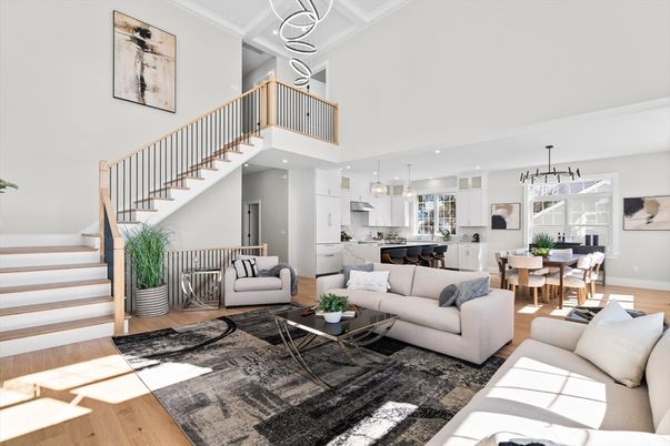 Dining room, Interior, Kitchen, Living room, Pendant Lights, Recessed Lighting, Wood Texture Flooring