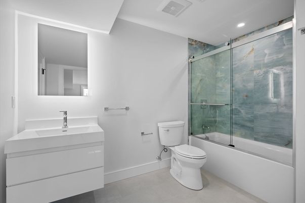 Bathroom, Glass Shower, Interior, Recessed Lighting