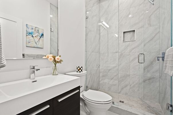 Bathroom, Glass Shower, Interior, Marble Walls