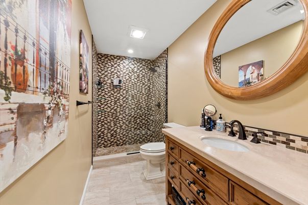 Bathroom, Glass Shower, Interior, Recessed Lighting