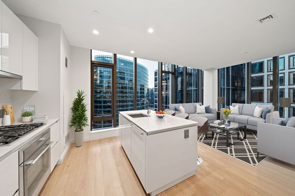 Interior, Kitchen, Living room, Recessed Lighting, Wood Texture Flooring