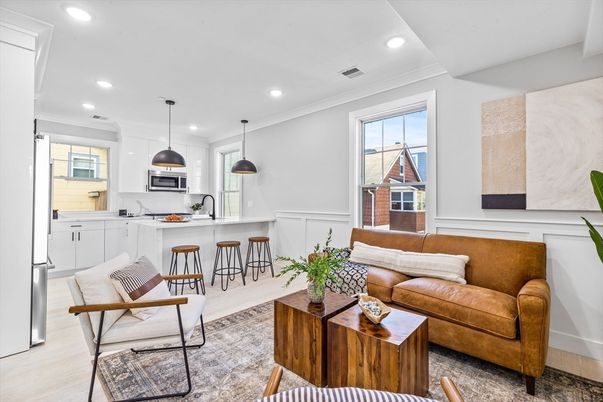Interior, Kitchen, Living room, Pendant Lights, Recessed Lighting, Stainless Steel Appliances, Wood Texture Flooring