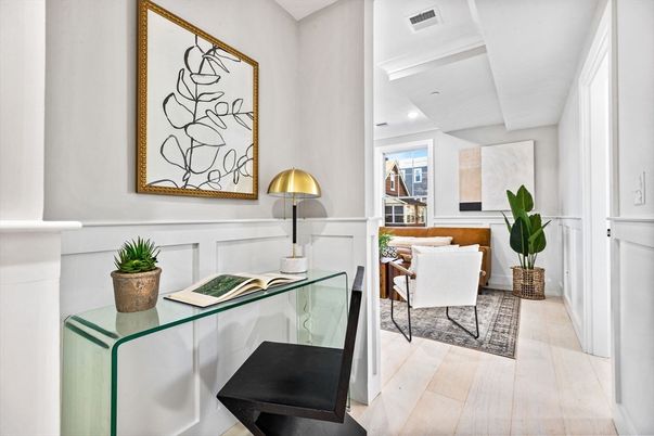 Home Office, Interior, Recessed Lighting, Wood Texture Flooring