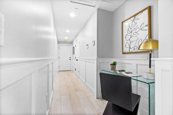 Home Office, Interior, Recessed Lighting, Wood Texture Flooring