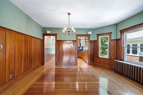 Chandelier, Empty room, Interior, Wood Texture Flooring