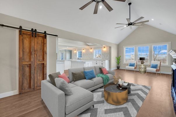 Interior, Kitchen, Living room, Recessed Lighting, Wood Texture Flooring