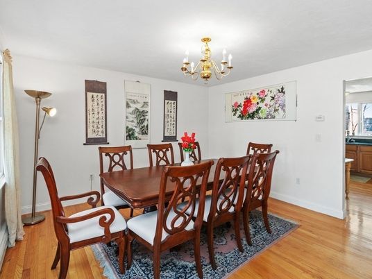 Chandelier, Dining room, Interior, Wood Texture Flooring
