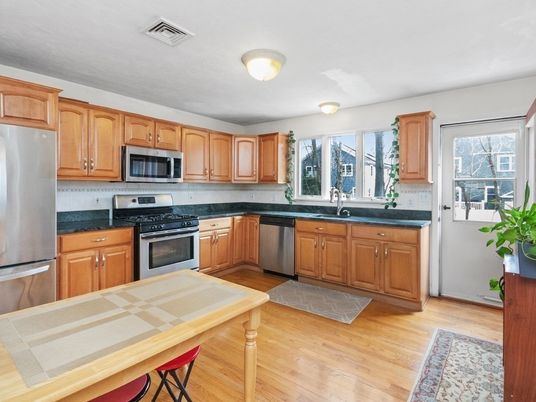 Interior, Kitchen, Stainless Steel Appliances, Wood Texture Flooring