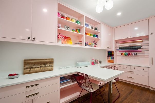Home Office, Interior, Recessed Lighting, Wood Texture Flooring