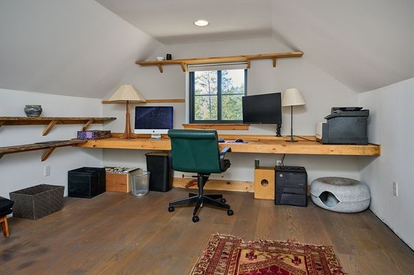 Home Office, Interior, Recessed Lighting, Wood Texture Flooring