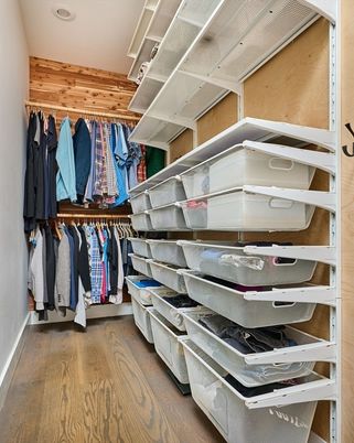 Interior, Recessed Lighting, Walk-in Closets, Wood Texture Flooring, Wooden Walls