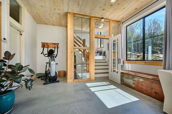 Fitness Equipment, Interior, Recessed Lighting, Wooden Ceilings