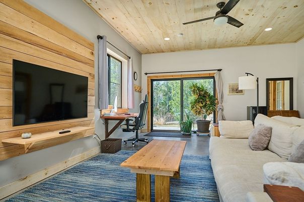 Home Office, Interior, Living room, Recessed Lighting, Wooden Ceilings