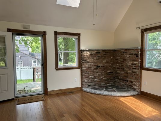 Fireplace, Interior, Stone Walls, Wood Texture Flooring