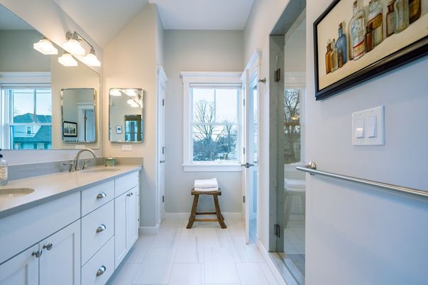 Bathroom, Dual Sink Vanities, Glass Shower, Interior