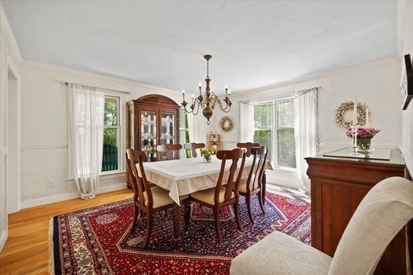 Chandelier, Dining room, Interior, Wood Texture Flooring