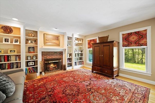 Fireplace, Interior, Recessed Lighting, Wood Texture Flooring