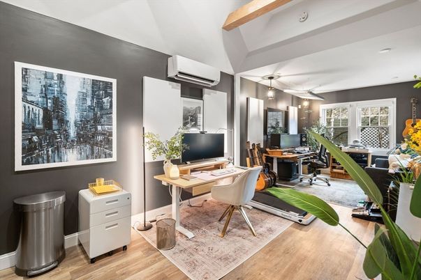 Home Office, Interior, Wooden Beams, Wood Texture Flooring
