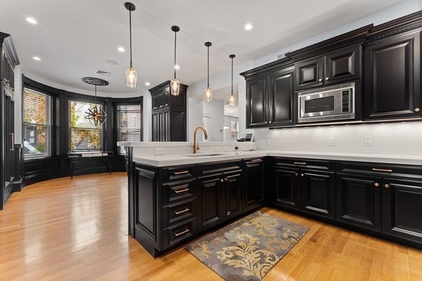 Interior, Kitchen, Pendant Lights, Recessed Lighting, Wood Texture Flooring