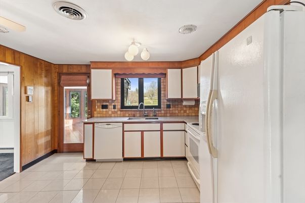 Interior, Kitchen, Stainless Steel Appliances, Wooden Walls