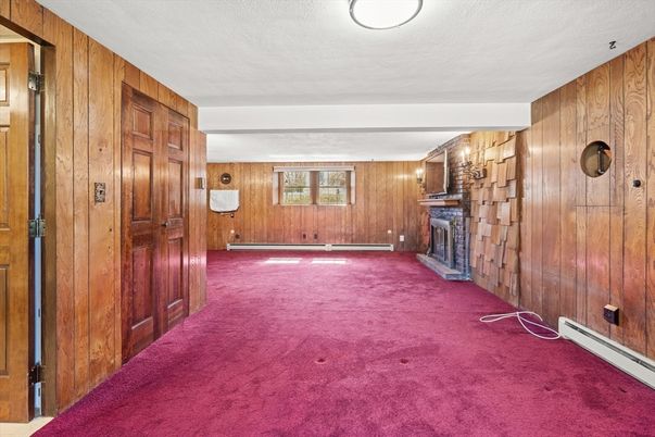 Empty room, Fireplace, Interior, Wooden Walls