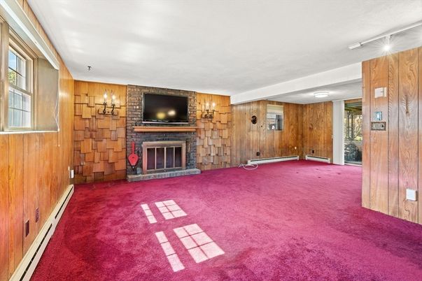Empty room, Fireplace, Interior, Wooden Walls