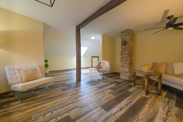 Fireplace, Interior, Stone Walls, Wooden Beams, Wood Texture Flooring