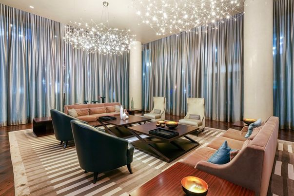 Interior, Living room, Pendant Lights, Recessed Lighting, Wood Texture Flooring