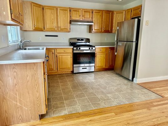 Interior, Kitchen, Stainless Steel Appliances, Wood Texture Flooring
