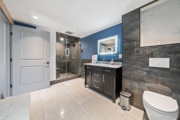 Bathroom, Glass Shower, Interior, Recessed Lighting