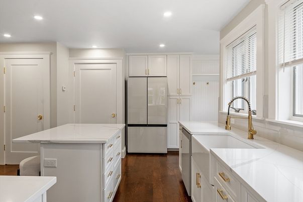 Interior, Kitchen, Recessed Lighting, Wood Texture Flooring