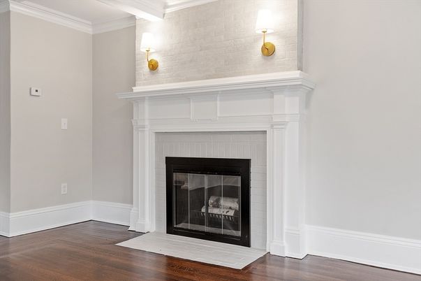 Fireplace, Interior, Wood Texture Flooring