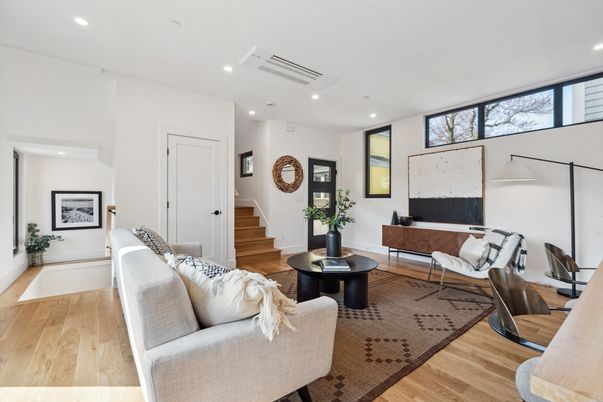Interior, Living room, Recessed Lighting, Wood Texture Flooring
