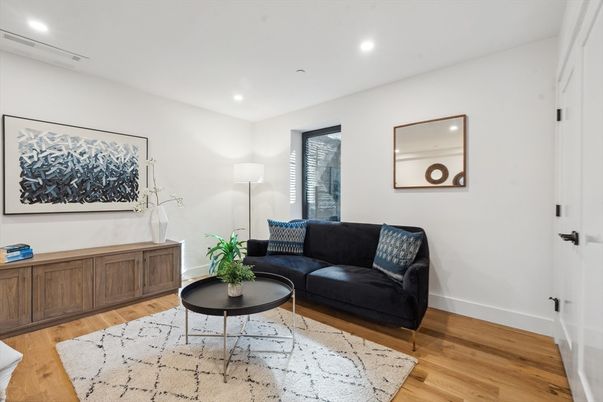 Interior, Living room, Recessed Lighting, Wood Texture Flooring
