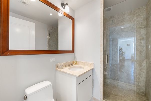 Bathroom, Glass Shower, Interior, Recessed Lighting