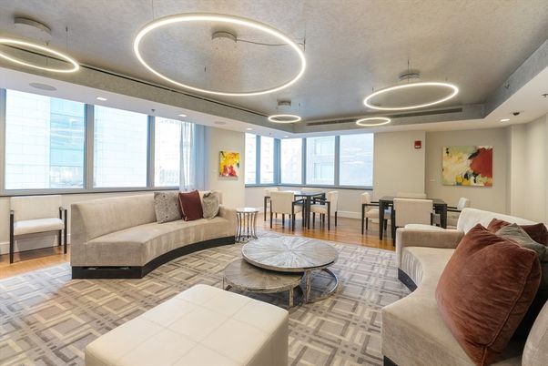 Dining room, Interior, Living room, Pendant Lights, Recessed Lighting, Wood Texture Flooring