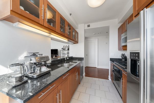 Interior, Kitchen, Stainless Steel Appliances, Wood Texture Flooring