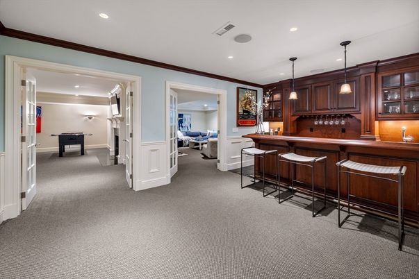 Billiard Table, Game Room, Interior, Pendant Lights, Recessed Lighting