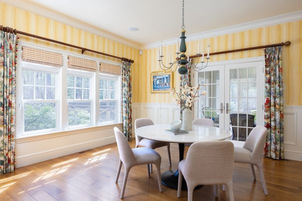 Chandelier, Dining room, Interior, Wood Texture Flooring