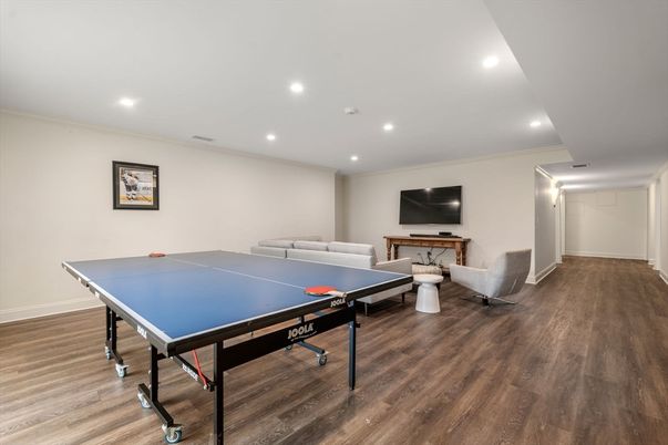 Game Room, Interior, Recessed Lighting, Wood Texture Flooring