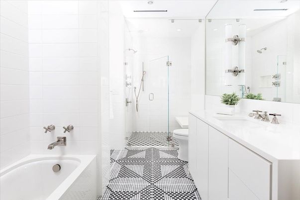 Bathroom, Glass Shower, Interior, Recessed Lighting